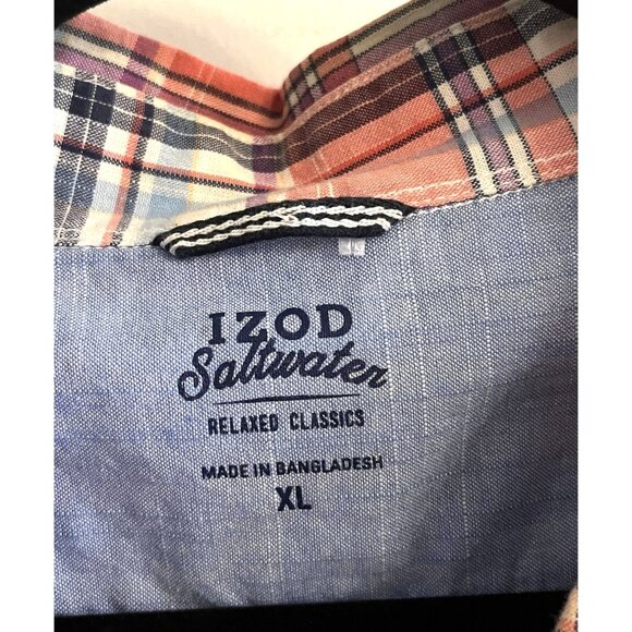 IZOD MENS XL Saltwater Relaxed Classsic Button Down Short Sleeved Shirt - Picture 2 of 11